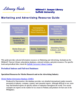 Marketing and Advertising Resource Guide Suffolk University Suffolk  Form