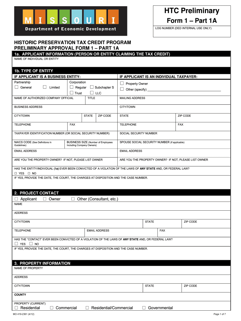 Missouri Htc Preliminary Form