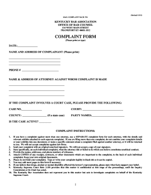 Ky Bar Association  Form