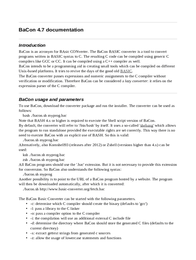 BaCon BASIC to C Converter Check in Differences  Form