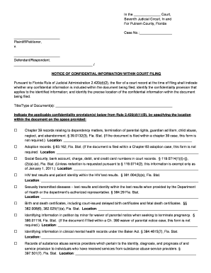 Confidential Notice Form