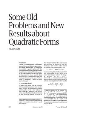 Some Old Problems and New Results About Quadratic Forms Ams