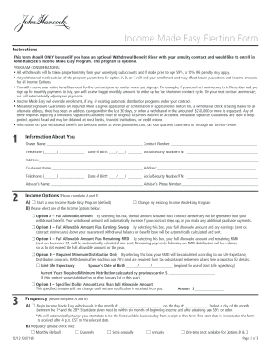 Income Made Easy Election Form John Hancock Annuities