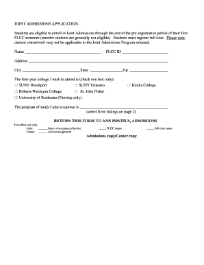 Joint Admissions Application PDF Flcc  Form
