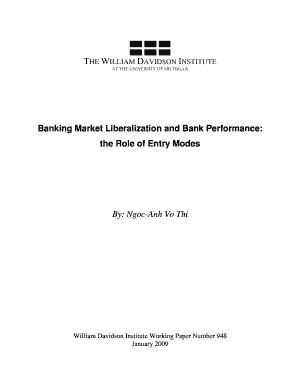 Banking Market Liberalization and Bank Performance Deep Blue Deepblue Lib Umich