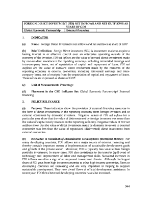 FOREIGN DIRECT INVESTMENT FDI NET INFLOWS and NET OUTFLOWS as  Form