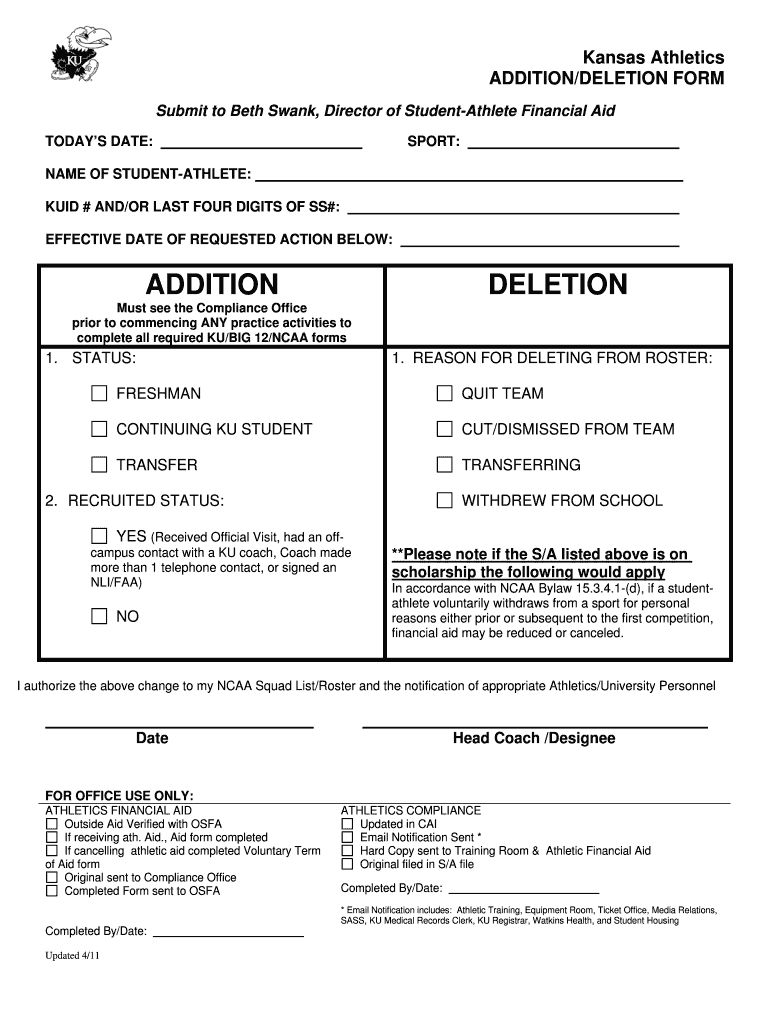 Addition Deletion Form