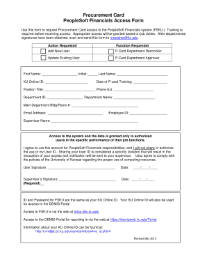 PeopleSoft Financials Access Form