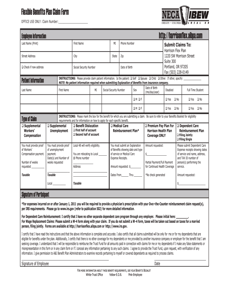 Harrison Trust Flex Plan Claim Form