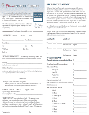 Personal Membership Application Directors Choice Credit Union  Form