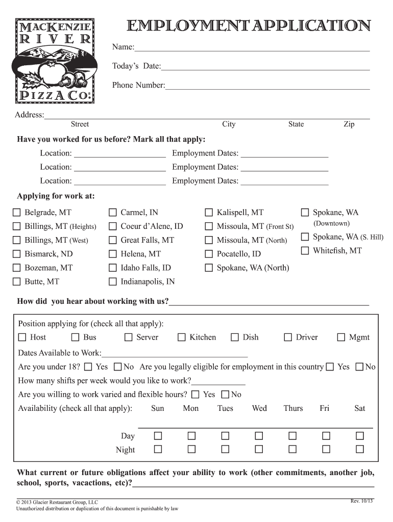 Makenzie River Application Form