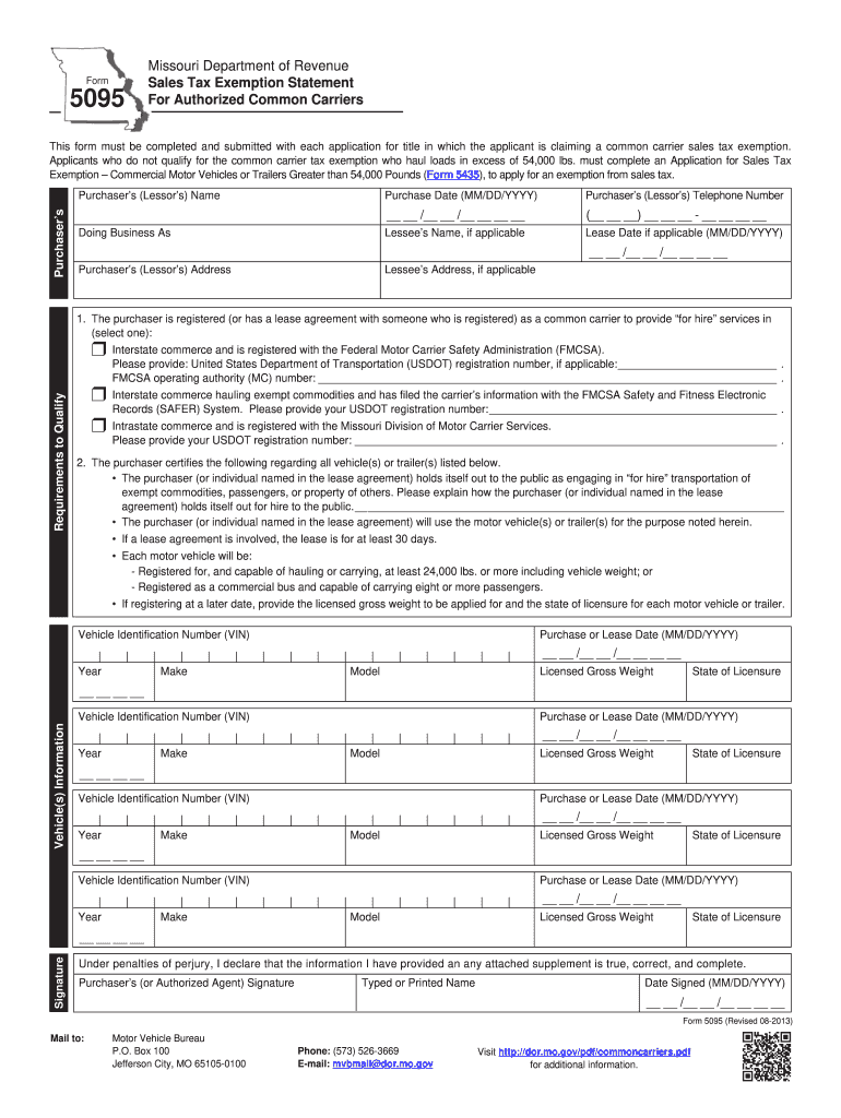  Missouri Form 5095 2007