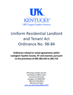 Uniform Residential Landlord and Tenant Act University of Kentucky Uky
