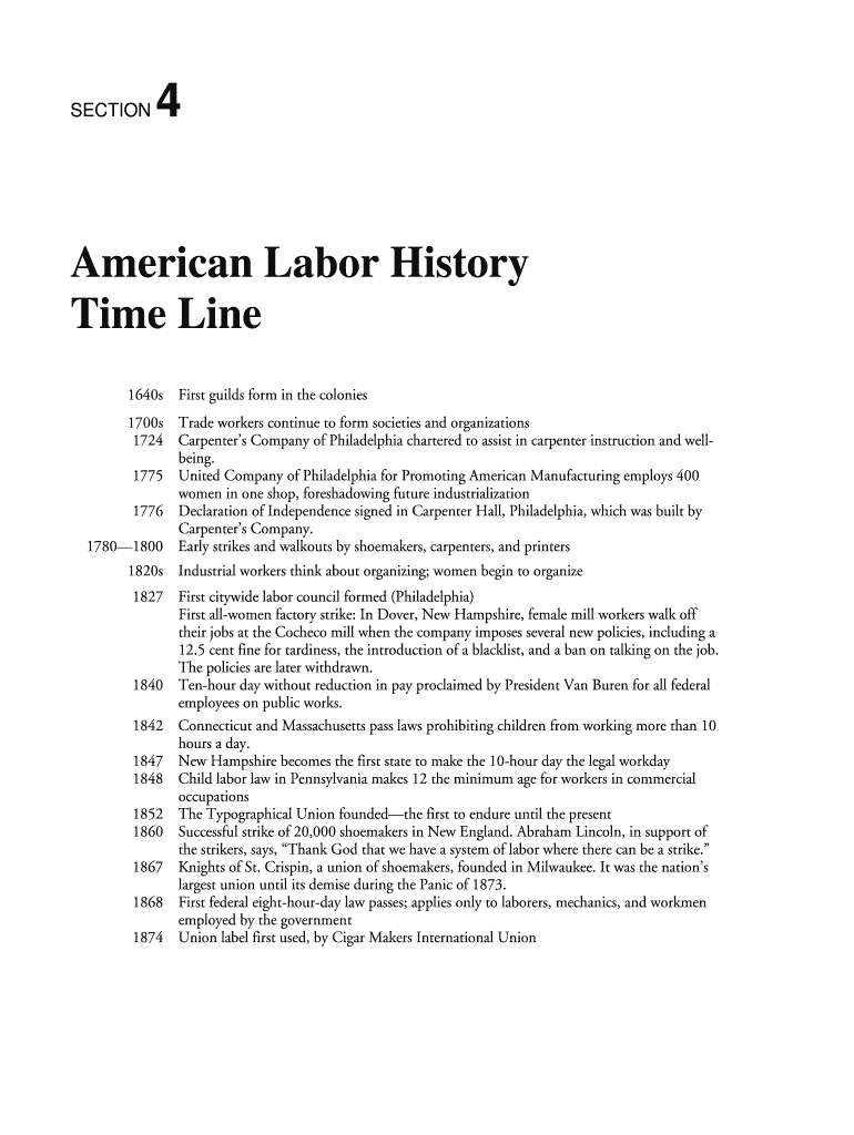 American Labor History  Form