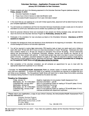 Volunteer Services Application Process and Timeline Timeline for Seattlecca Form