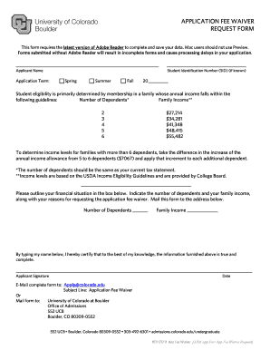 APPLICATION FEE WAIVER REQUEST FORM