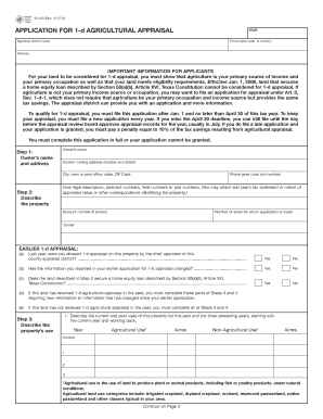 APPLICATION for 1 D AGRICULTURAL APPRAISAL  Form