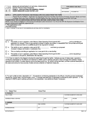 FORM E APPLICATION for GENERAL PERMIT Missouri