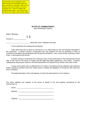 NOTICE of COMMENCMENT Hurontitle Com  Form