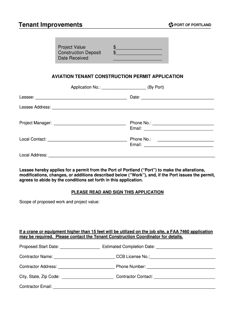 AVIATION TENANT CONSTRUCTION PERMIT APPLICATION  Form