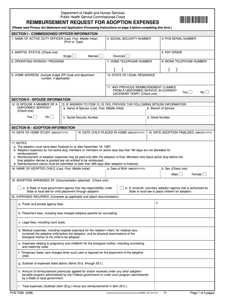 phs assignment request form sample