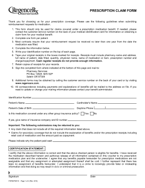 PRESCRIPTION CLAIM FORM