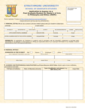 Strathmore University Application  Form