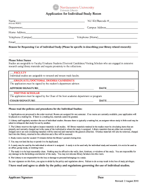 Application for Individual Study Northeastern University Libraries  Form