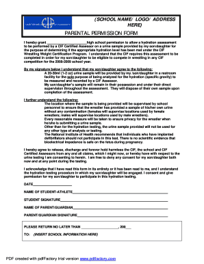 Cif Ncs Hydration Parent Permission Slips  Form