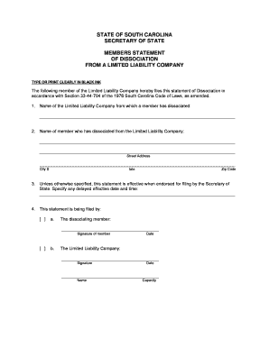 Statement of Dissociation Template  Form