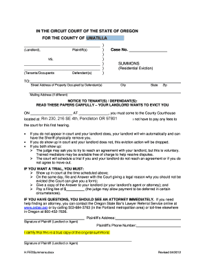 H FEDSummons DOCX Courts Oregon  Form