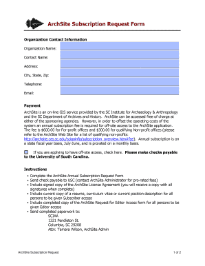 ArchSite Subscription Request Form Archsite Cas Sc