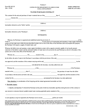 Rd 442 30 Water Purchase Contract Form