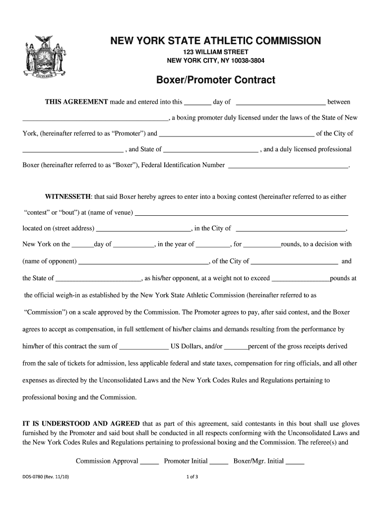 Boxing Contract  Form