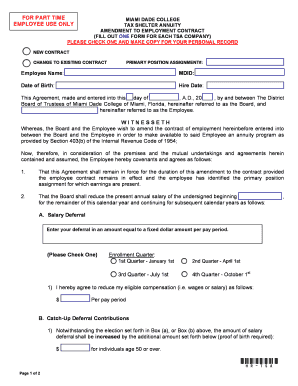 Tax Shelter Annuity Enrollment for Part Time Employees  Form