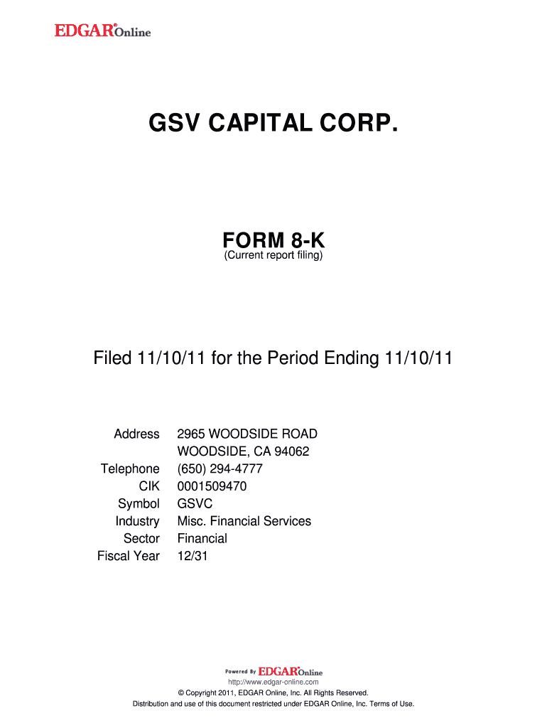GSV CAPITAL CORP Shareholder Com  Form
