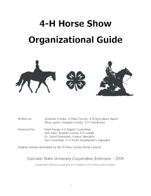 4 H Horse Show Organizational Guide Equineextension Colostate  Form