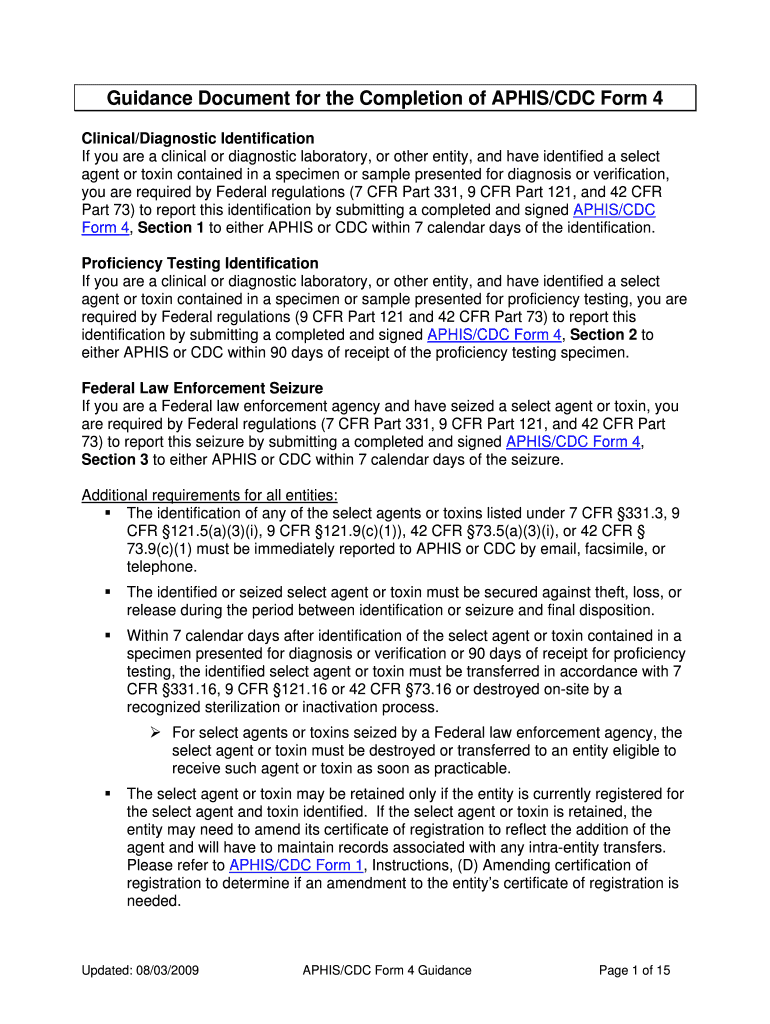 How to Complete CDC Form 4 Selectagents