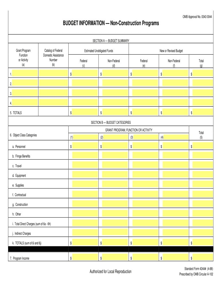 BUDGET INFORMATION Non Construction Programs  Cmu