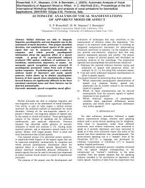 BKeywordsb Automatic, Speech Recognition, Mood, Affect Mambo Ucsc  Form