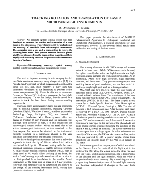 BKeywordsbMicrosurgery, Accuracy, Optical Sensing, Position Sensitive Detector, Angular Measurement, Tremor Cs Cmu  Form