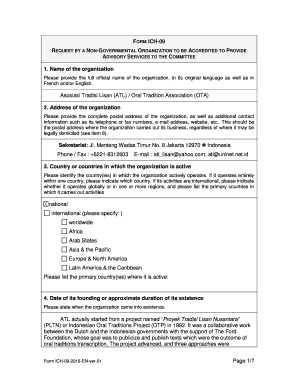 Page 17 FORM ICH 09 1 Name of the Organization Unesco Unesco