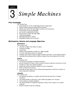 Unit 3 Simple Machines SEDL Sedl  Form