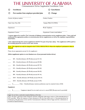 Communication Device Supplement Enrollment Form Accounts