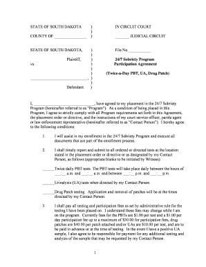 1 STATE of SOUTH DAKOTA in CIRCUIT COURT COUNTY of  Form