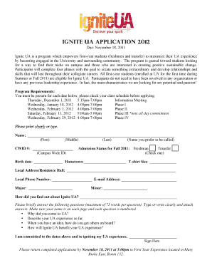Ignite UA Application  Form