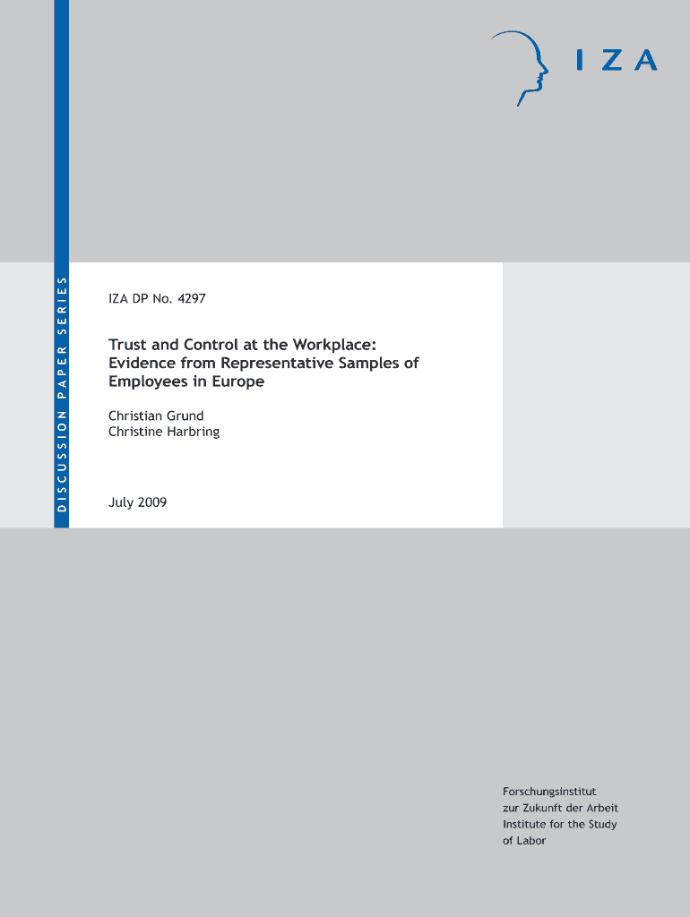 Trust and Control at the Workplace Evidence from Representative  Form