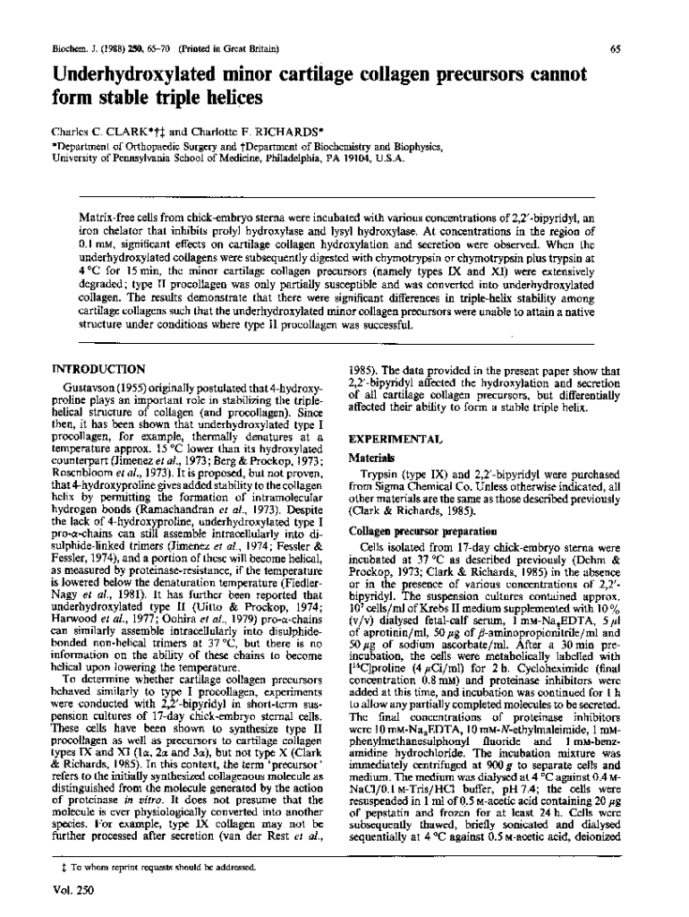 Underhydroxylated Minor Cartilage Collagen Precursors Cannot Form