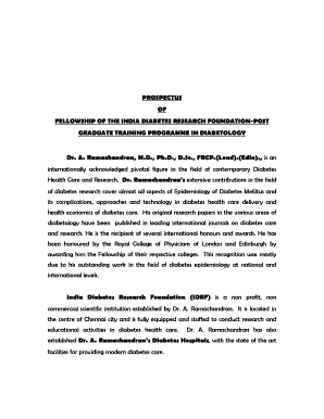 FELLOWSHIP of the INDIA DIABETES RESEARCH FOUNDATION POST  Form