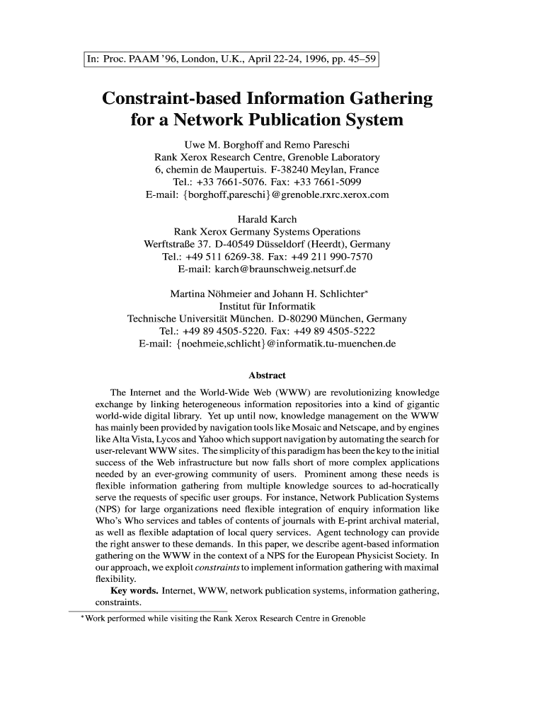 Constraint Based Information Gathering for a Network Publication